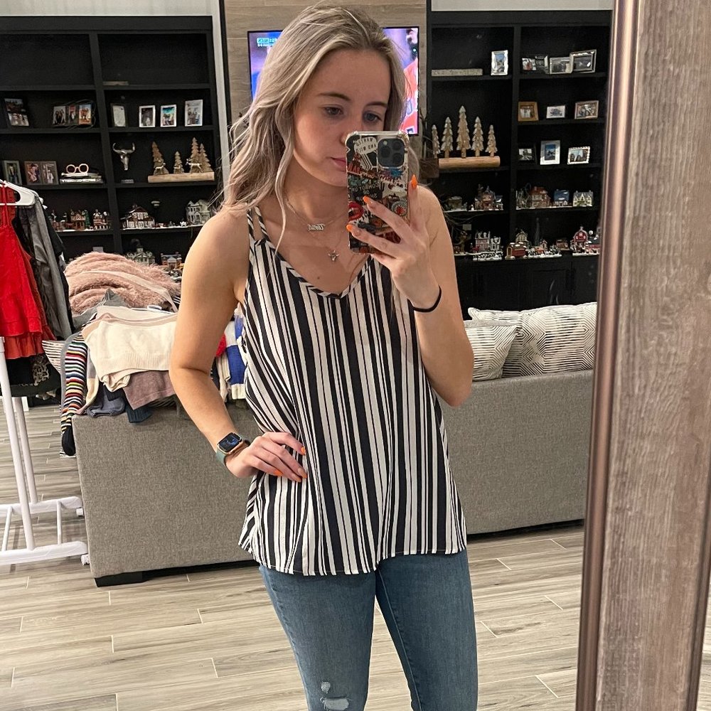 Pink Rose Stripe Tank